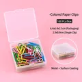 Transparent box of 100 pieces multi-colored metal paper clips for office and school - 100 Count (With Storage Case) / Multicolor
