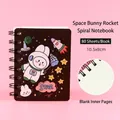 Cute cartoon space rabbit astronaut A7 mini spiral notebook with 80 blank inner sheets - Space Rabbit Rocket / 80 Pieces/Pack
