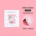 Cute cartoon pink bunny magnetic bookmark with balloons on a white backing card - Magnetic Bookmark / 09 Balloon Rabbit