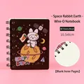 Cute cartoon bunny A7 spiral notebook with 80 blank inner pages for student use - Space Rabbit Earth / 80 Pieces/Pack