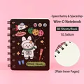 Cartoon astronaut rabbit A7 spiral notebook with 80 blank sheets for student notes - Space Rabbit Spaceship / 80 Pieces/Pack