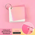 Portable iridescent blank word card book with loose-leaf metal ring 7x7cm 80 sheets - 80 Pieces/Pack / Iridescent Blank (Metal Ring) / 7x7cm