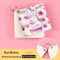 Mini pocket notebook with 3D bunny cover, metal ring binder, 80 sheets, 7x7cm size - Running Bunny Style / Mini Size