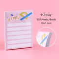 Simpatico taccuino rosa a fumetti con 50 fogli, dimensioni 10x7.6 cm per scuola e ufficio - Stile HAPPY / 50 Fogli