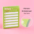 Note adesive creative verdi con lista di 50 fogli per la pianificazione quotidiana - Stile Heroes / 50 Fogli