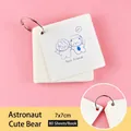 Cute mini cartoon astronaut bear ring binder notebook 7x7cm with 80 white sheets - 80 Pieces/Pack / Astronaut Bear (Silver Ring)