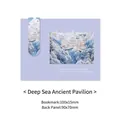 Chinese style magnetic bookmark with 3D paper-cut architecture design and backing card - Deep Sea Pavilion Bookmark