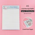 Cute blue checkered A5 notepad with cartoon rabbit and horizontal lined pages - Drink Rabbit (Lined) / A5 (20.5x14.5cm)