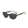 Stylische randlose Polygon-Cat-Eye-Sonnenbrille mit grünen Bügeln für Damen - Grüner Rahmen Graue Linsen