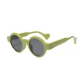Lunettes de soleil rondes à monture épaisse vert olive, esthétique steampunk pour le style. - Monture Verte Verres Gris Noir