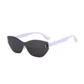 Stylische randlose Polygon-Sonnenbrille mit Cat-Eye-Gläsern und weißen Bügeln für Damen - Weißer Rahmen Dunkelgraue Gläser