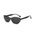 Trendige randlose polygonale Sonnenbrille mit schwarzen Gläsern für stilvollen Sonnenschutz. - Schwarzer Rahmen Schwarz Graue Gläser