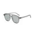 Retro-Pilotensonnenbrille mit doppeltem Steg und grauem transparentem Rahmen für Damen - Grauer Rahmen Schwarzgraue Gläser