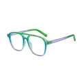 Stylische Retro-Pilotenbrille mit Doppelbrücke und lebhaftem, buntem Farbverlauf-Gestell - Grüner Rahmen