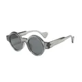 Lunettes de soleil rondes steampunk à monture épaisse grise translucide - Monture Grise Verres Gris Noir