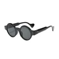 Lunettes de soleil steampunk vintage à monture ronde épaisse en noir classique - Monture Noire Verres Noir Gris