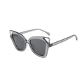Stylish grey transparent hollow-out cat eye sunglasses with dark lenses for sun protection - Grey Frame / Black Grey Lens