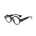 Lunettes steampunk à monture ronde épaisse en finition noir brillant style rétro - Cadre Noir