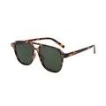 Vintage double bridge aviator sunglasses with tortoise shell frame and green lenses - Tortoise Frame Green Lens