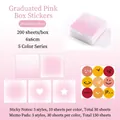 Set of 200 sheets pink gradient memo pads and sticky notes in storage box 6x6cm size - 200 Sheets/Box / Gradient Pink