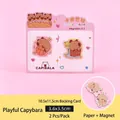 Adorable 2-piece set of cartoon Capybara magnetic bookmarks for reading and journaling - Playful Capybara (2D-Cartoon Animal Magnetic Bookmark) / 2-Pack