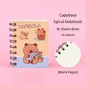 Cute pink cartoon capybara pocket spiral notebook with 80 blank sheets and 10.5x8cm size - Eating Fish Capybara (4#) / 80 Pieces/Pack