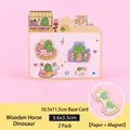 Cute cartoon dinosaur magnetic bookmarks set of 2 pieces with 10.5x11.5cm card - Rocking Horse Dinosaur (2D-Cartoon Animal Magnetic Bookmark) / 2-Pack