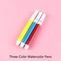 Set of three mini washable watercolor markers in vibrant yellow, blue, and red colors - 3pcs / 3-Color Watercolor Pens