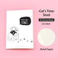 Minimalistisches A5-Notizbuch mit Comic-Katze, 30 Blatt und linierten Seiten - Katzenzeit - Hocker (YH-4874) / 30 Blatt