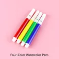 Set of 4 vibrant colors washable mini watercolor markers for kids on pink background - 4Pcs Set / Four-color Watercolor Pens