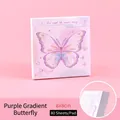 Blocchetto di foglietti adesivi a farfalla viola 8x8cm con 80 fogli per il journaling - Stile 4 Farfalla Sfumata Viola / 80 Fogli (8x8cm)