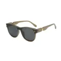 Lunettes de soleil rétro ovales avec monture grise translucide et détails dorés - Monture Café Clair Verres Gris