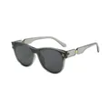 Stylish retro oval sunglasses with grey transparent frame and gold rice nail detail - Gray Frame Black Gray Lens