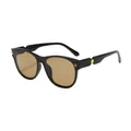 Trendy oversized oval sunglasses with black frames and brown lenses for a retro look - Black Frame Brown Lens