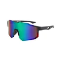 Outdoor cycling sports sunglasses with iridescent mirror lenses and windproof frame - Gunmetal Frame Green Mirror
