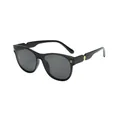 Classic black oversized oval sunglasses with vintage gold rice nail accents for fashion - Black Frame Black Grey Lens