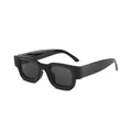 Retro chic black small square frame sunglasses with UV protection for outdoor - Black Frame Black Grey Lens