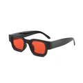 Retro square sunglasses with thick black frame and bold red lenses for street style - Black Frame Red Lens