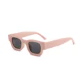 Gafas de sol cuadradas vintage con montura rosa melocotón y lentes oscuras - Montura Rosa Lente Gris Oscuro