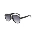 Lunettes de soleil aviateur oversize rétro avec monture noire à double pont et verres gris - Monture Noire Verre Gris Dégradé