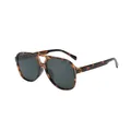Lunettes de soleil aviateur rétro à double pont avec monture en écaille de tortue - Monture Ecaille Verre Gris Noir