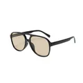 Lunettes de soleil aviateur rétro monture noire double pont verres marron clair - Monture Noire Verres Thé Clair