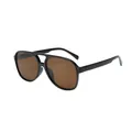 Lunettes de soleil aviateur rétro avec monture noire et verres marron chic. - Monture Noire Verres Thé