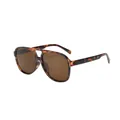 Lunettes de soleil aviateur rétro à double pont, monture écaille et verres bruns chic - Monture Écaille Verres Thé