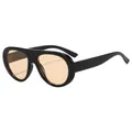 Oversized aviator sunglasses with bold black frame and tinted orange lenses - Black Frame Orange Lens