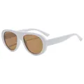 Fashionable white aviator sunglasses with brown lenses for outdoor travel sun protection - White Frame Brown Lens