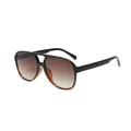 Lunettes de soleil aviateur oversize rétro avec verres dégradés marron et double pont - Monture Ecaille Noire Verre Marron Dégradé