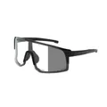 Professional oversized black sports sunglasses for cycling and outdoor windproof protection - Black Frame Photochromic Grey Lens