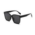 Lunettes de soleil carrées surdimensionnées noires classiques avec design rétro minimaliste - Monture Noire Verres Noir Gris