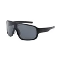 Black frame oversized shield sunglasses for outdoor cycling and sports protection - Black Frame Black Grey Lens